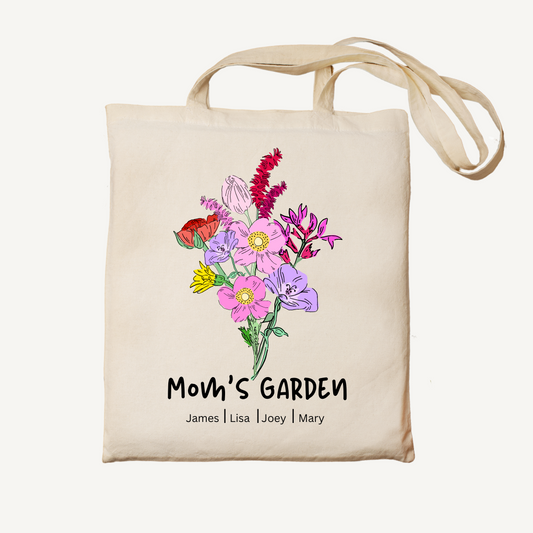 Mom's Garden Custom Name Tote Bag