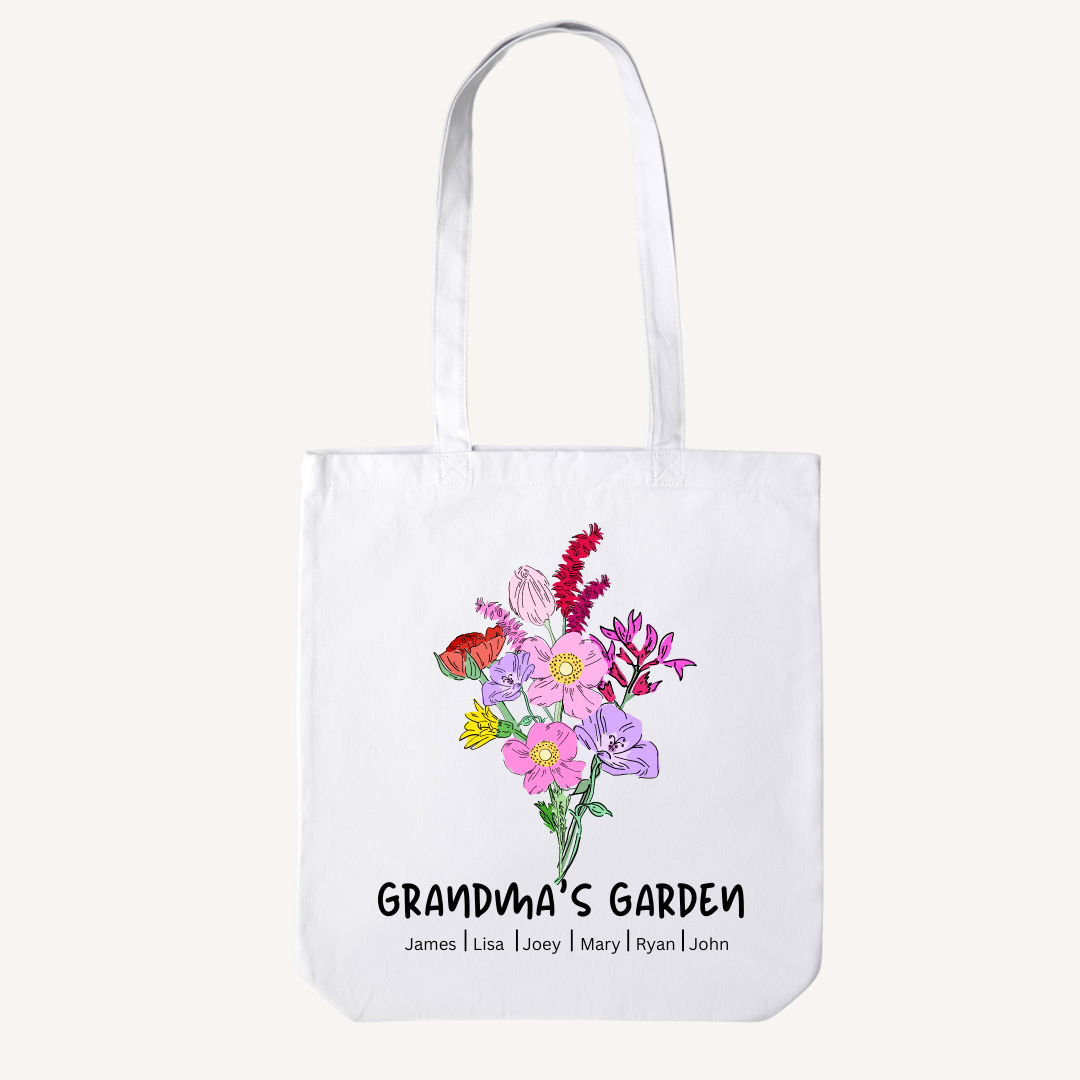 Grandma's Garden Custom Name Tote Bag